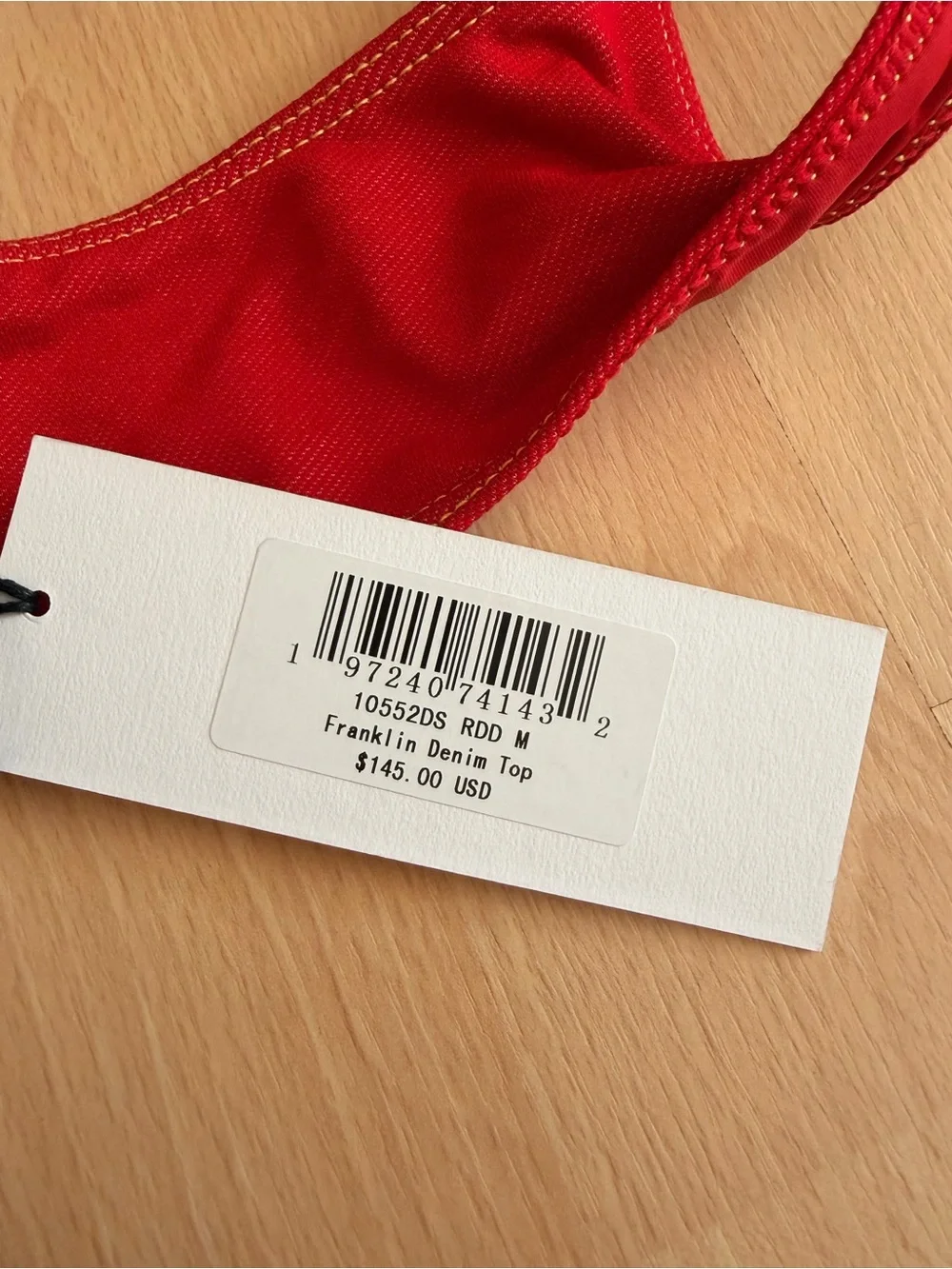 Frankie's Bikinis Red Denim Bikini Set